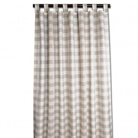 Landhaus-Schlaufenschal Karo mit Edelweiß beige