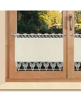 Scheibenhänger Landhaus-Stil "Ronja" Plauener Spitze® sektfarben Kurzgardine