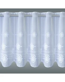 Kurzgardine Scheibengardine "Kleine Blüten" bestickt Plauener Spitze®