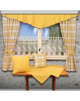 Querbehang Hetty Gelb mit Reihband Deko am Fenster