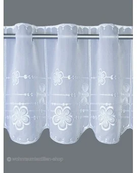 Kurzgardine Scheibengardine "Kleine Blüten" bestickt Plauener Spitze®