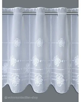 Kurzgardine Scheibengardine "Kleine Blüten" bestickt Plauener Spitze®