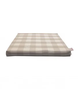 Sitzkissen Karo mit Edelweiß beige-weiß komplett Frontalansicht