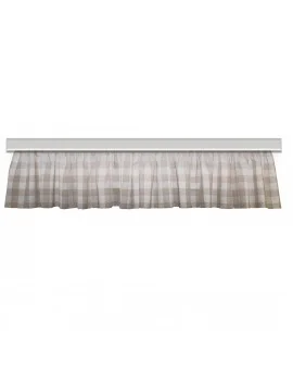 Querbehang Karo mit Edelweiß kariert Beige mit Reihband