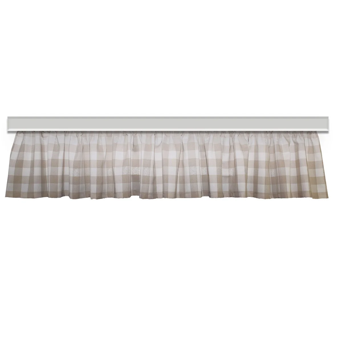 Querbehang Karo mit Edelweiß kariert Beige mit Reihband