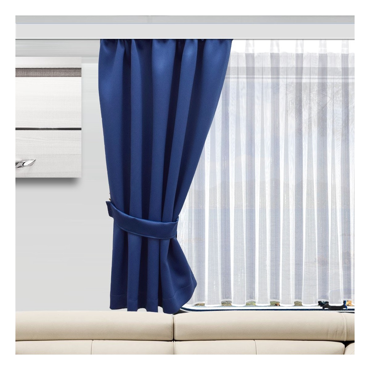 Paneele Dekovorhang Wohnmobil-Vorhang Mattis blau