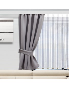 Wohnmobil-Vorhang Mattis grau einzel mit Raffhalter und Anna