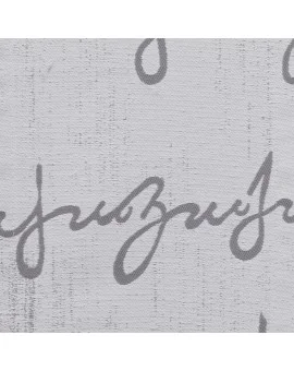 Ein grauer Hintergrund mit einem subtilen Strukturmuster, das von einem dunkelgrauen, kursiven, handgeschriebenen Text überlagert wird. Der Text besteht aus abstrakten, unleserlichen Formen mit großen Schleifen und Kurven, die nur teilweise Wörter zeigen. Das Gesamterscheinungsbild ist dekorativ.