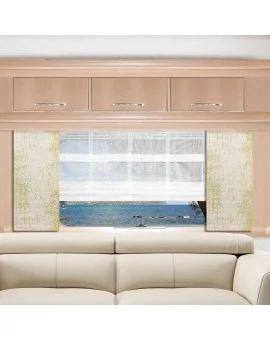 Caravan-Flächenvorhang Luca Grün-Beige mit Raffrollo
