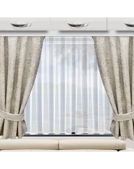 Wohnmobil-Vorhang LUCA beige Beispielbild mit Raffhaltern