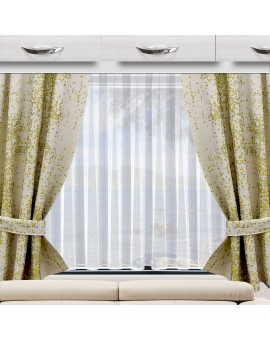 Wohnmobil-Vorhang LUCA grün Beispielbild mit Raffhaltern