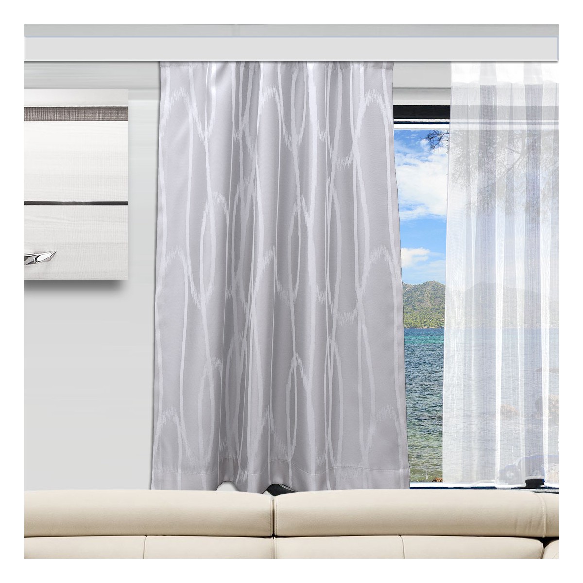 Paneele Dekovorhang Wohnmobil-Vorhang Nautis hellgrau