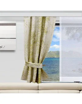 2 Raffhalter LUCA grün an einem Caravan-Fenster