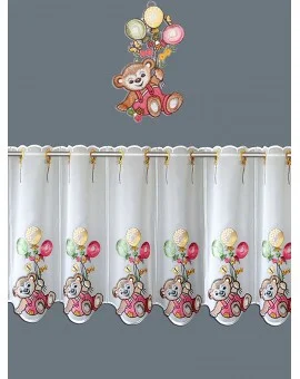 Scheibengardine "Teddy" Plauener Spitze® Kurzgardine Kinderzimmer Gardine pink