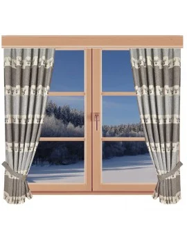 Hochwertiger Dekoschal Alpin Hirsch braun Reihband am Fenster Winter