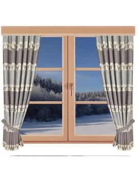 Hochwertiger Dekoschal Alpin Hirsch grau Reihband am Fenster WInter