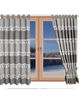 Hochwertiger Schlaufen-Dekoschal Alpin Hirsch grau am Fenster Winter