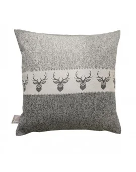 Hochwertige Kissenhülle Alpin Hirsch grau 40x40 cm mit Füllung