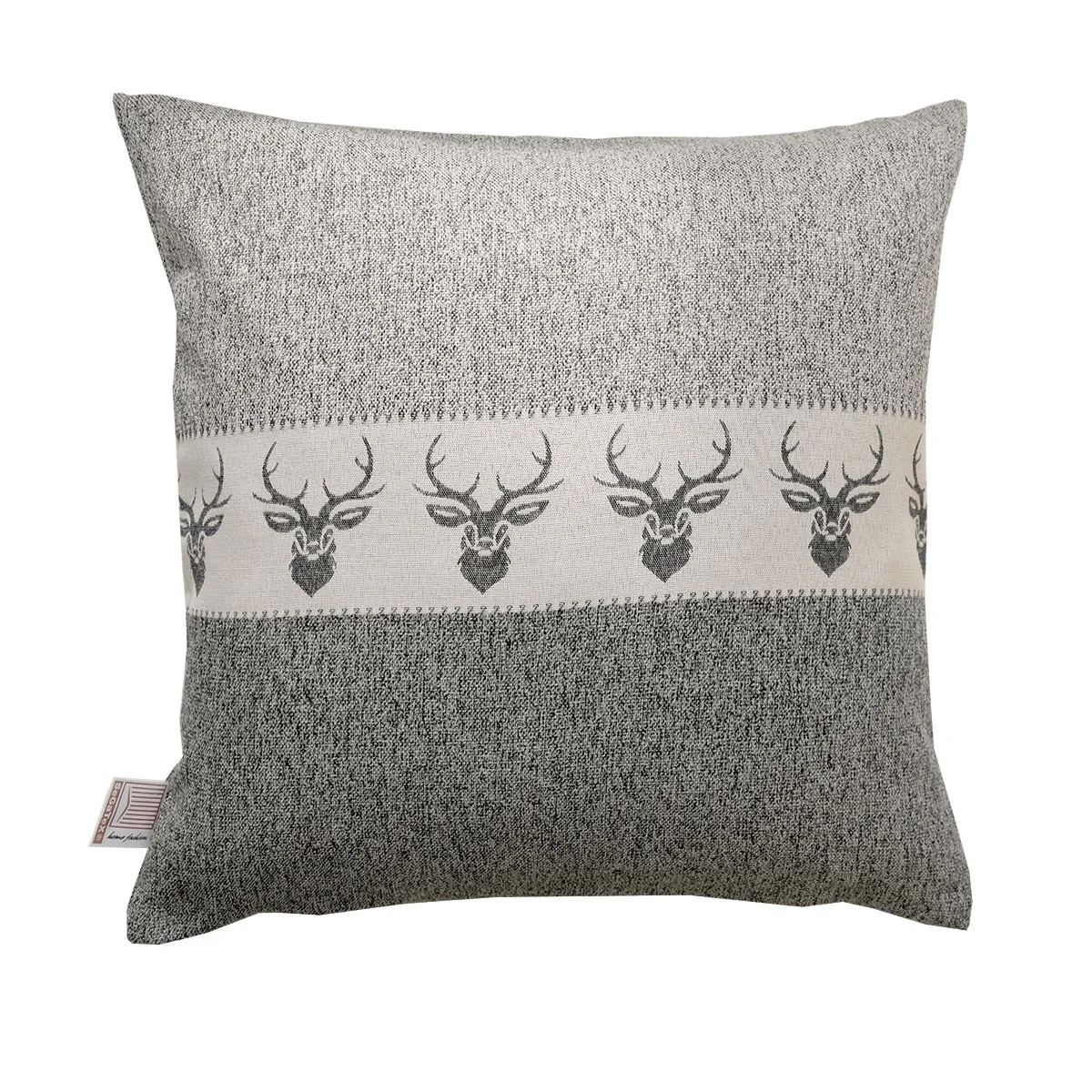 Hochwertige Kissenhülle Alpin Hirsch grau 40x40 cm mit Füllung