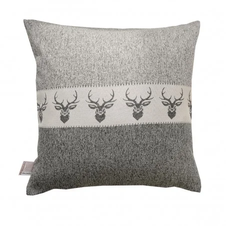 Hochwertige Kissenhülle Alpin Hirsch grau 40x40 cm mit Füllung