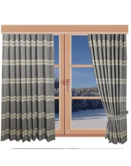 Hochwertiger Dekoschal Albergo Raute grau Reihband am Fenster Winter