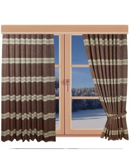Hochwertiger Dekoschal Albergo Raute rost Reihband am Fenster Winter