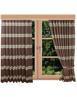 Hochwertiger Dekoschal Albergo Raute rost Reihband am Fenster Sommer