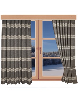 Hochwertiger Dekoschal Albergo Raute braun Reihband am Fenster Winter