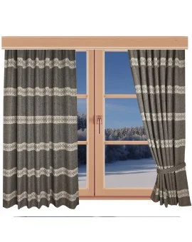 Hochwertiger Dekoschal Albergo Raute braun Reihband am Fenster Winter