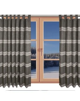 Hochwertiger Schlaufen-Dekoschal Albergo Raute braun am Fenster Winter
