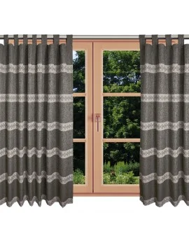 Hochwertiger Schlaufen-Dekoschal Albergo Raute braun am Fenster Sommer