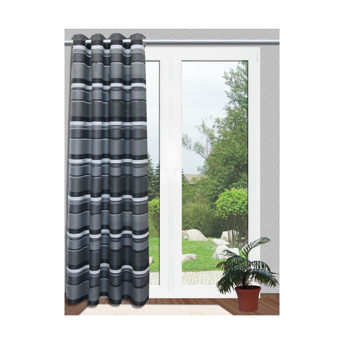 Ösenschal "Dorien" Vorhang Dekoschal 8 Ösen | grau | Höhe kürzbar nach Wunsch