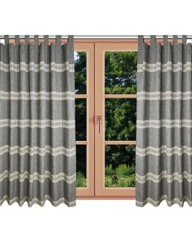 Hochwertiger Schlaufen-Dekoschal Albergo Raute grau am Fenster Sommer