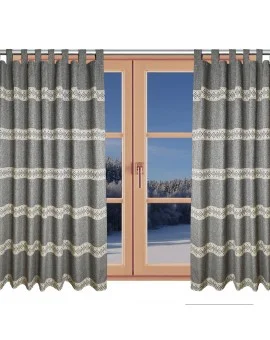 Hochwertiger Schlaufen-Dekoschal Albergo Raute grau am Fenster Winter