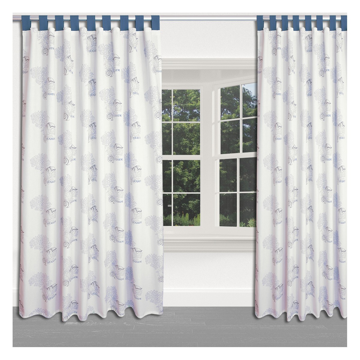 Vorhänge Hochwertiger Dekoschal Seaside Muscheln und Korallen blau-...
