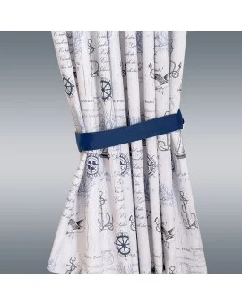 1 Stück Raffhalter blau uni passend zu Dekoschal-Serie Atlantik Beispiel
