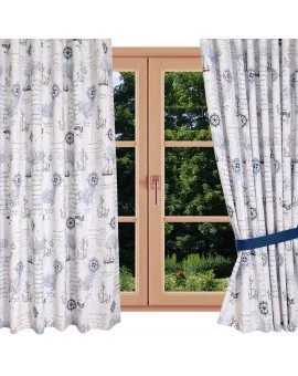 1 Stück Raffhalter blau uni passend zu Dekoschal-Serie Atlantik Beispiel am Fenster