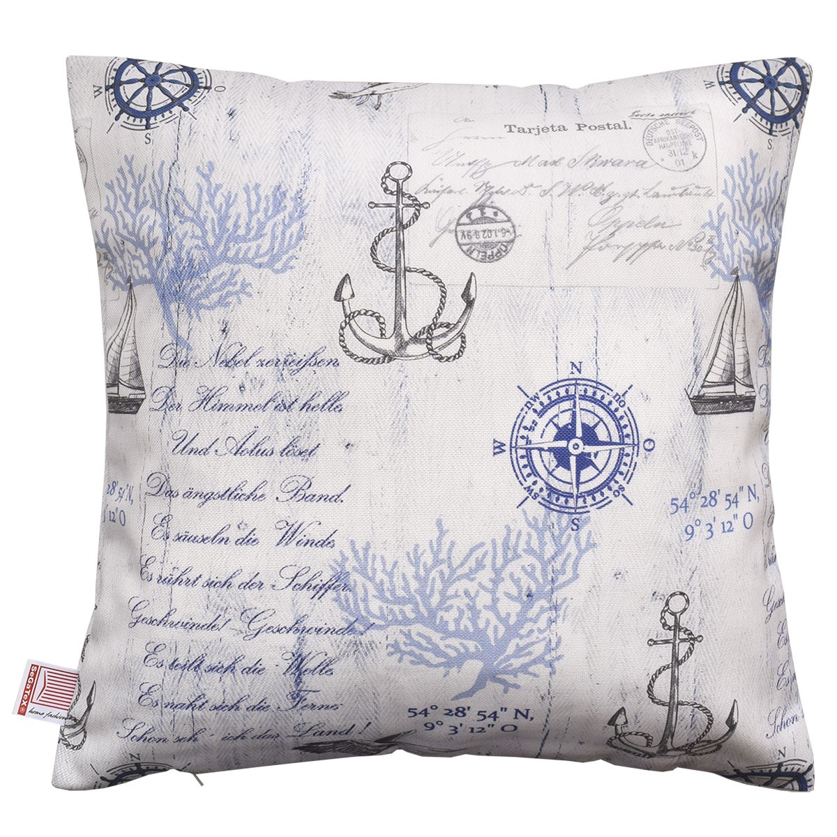 Kissen Hochwertige Maritime Kissenhulle Husum Blau Grau Weiss 40x40 Cm