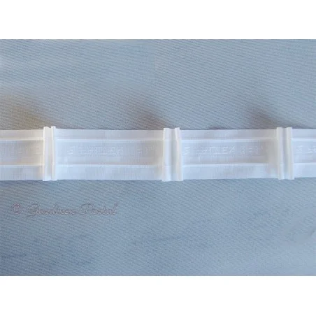 3 m Reihband Automatik-Faltenband Gardinenband 1:1,5 weiß 50mm 2 Falten