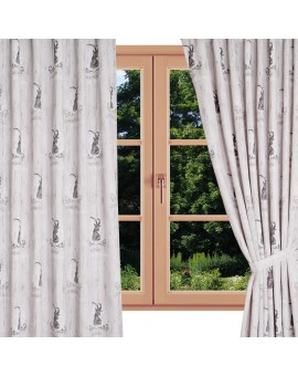 Hochwertiger Dekoschal Walden beige-braun mit Schlaufen gerafft am Fenster Sommer