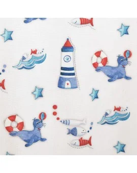 Stoffmuster Blubb Kids Blau-Rot 430943