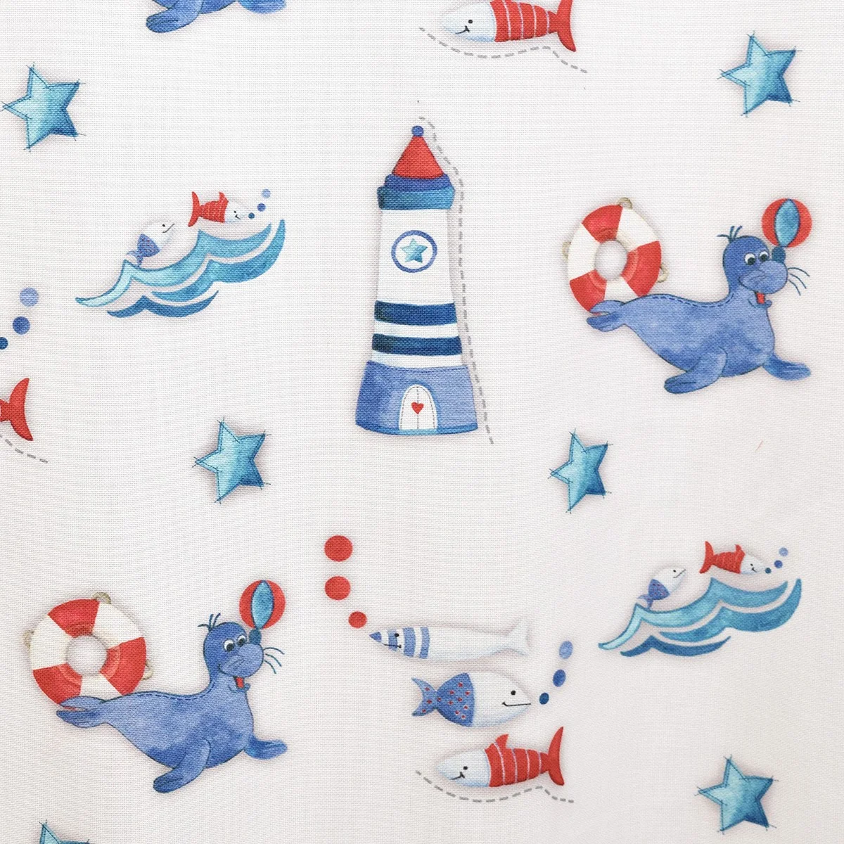 Stoffmuster Blubb Kids Blau-Rot 430943