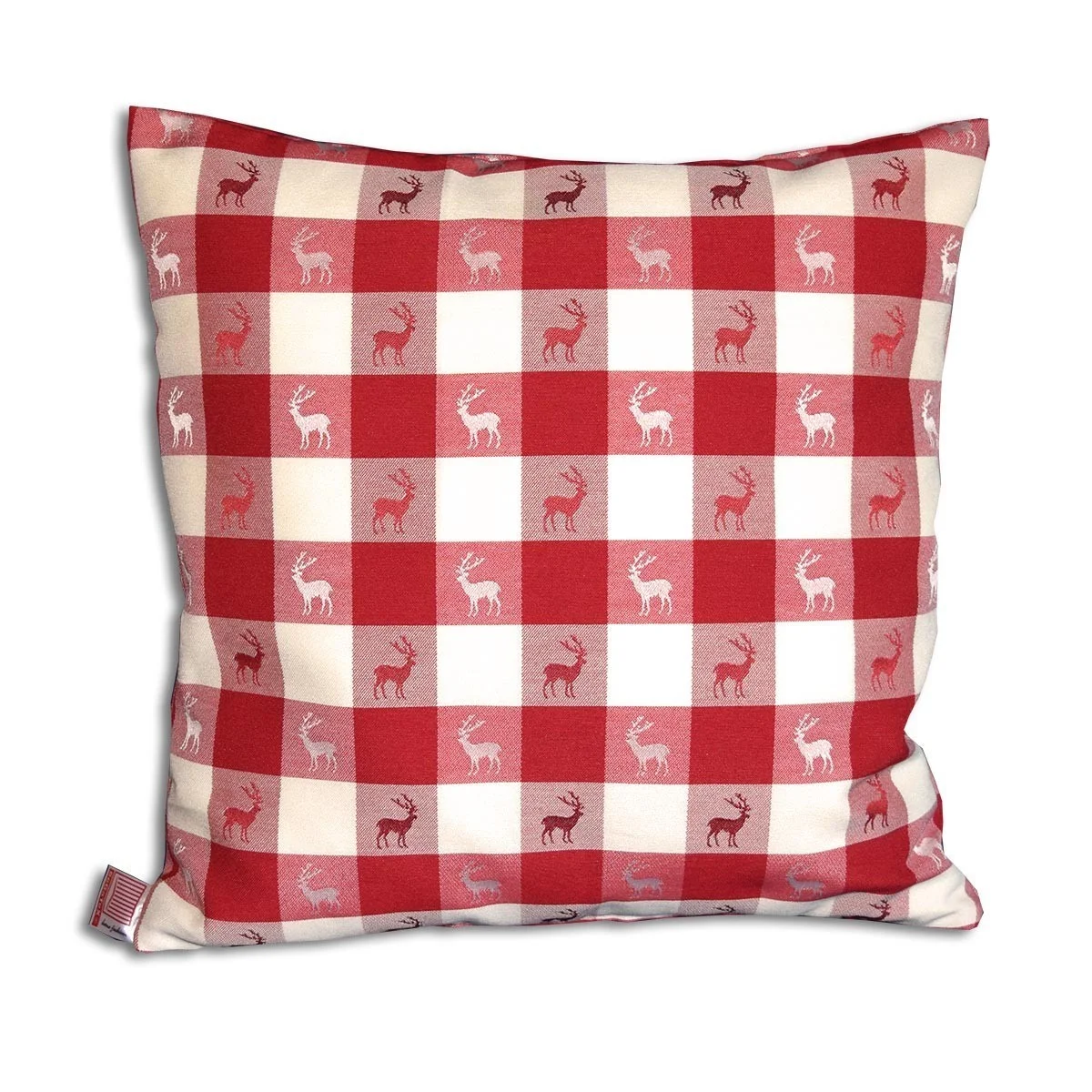 Kissenhülle "Karo in Rot" passend zu Dekoschal Karo in Rot 40 x 40cm - Hirsch