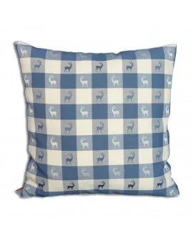 Kissenhülle "Karo in Blau" passend zu Dekoschal Karo in Blau 40 x 40cm - Hirsch