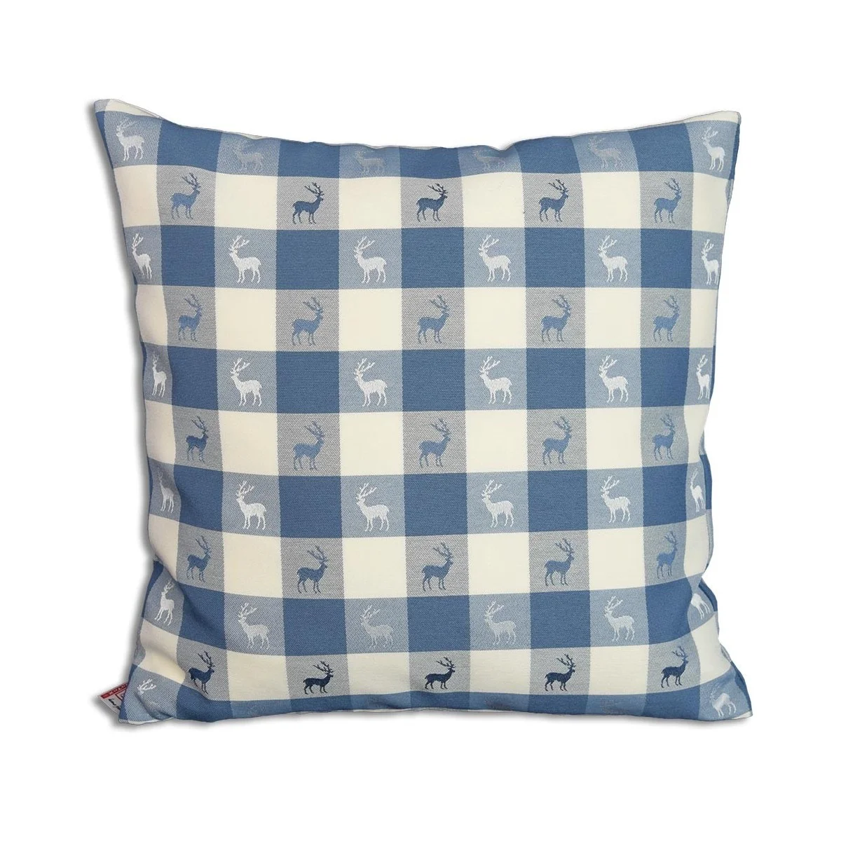 Kissenhülle "Karo in Blau" passend zu Dekoschal Karo in Blau 40 x 40cm - Hirsch