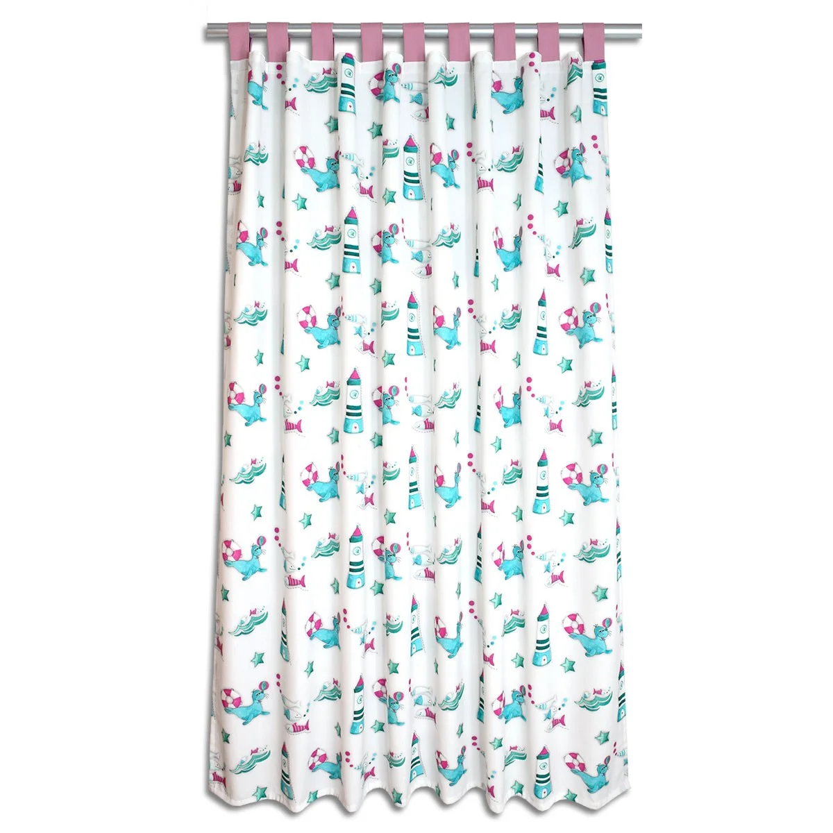 Dekoschal Blubb-Kids in Grün-Pink mit rosanen Schlaufen