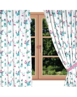 Dekoschal Blubb-Kids in Grün-Pink mit rosanen Schlaufen am Fenster Sommer