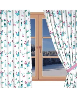 Dekoschal Blubb-Kids in Grün-Pink mit rosanen Schlaufen amFenster Winter