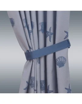 1 Stück Raffhalter blau uni passend zu Dekoschal-Serie Rügen angewendet