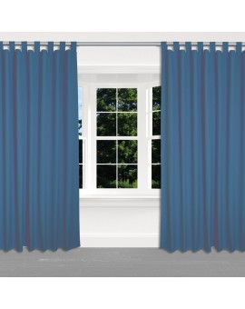 Schlaufen-Dekoschal Atlantik unifarben blau hochwertige Webware 2 Stück am Fenster